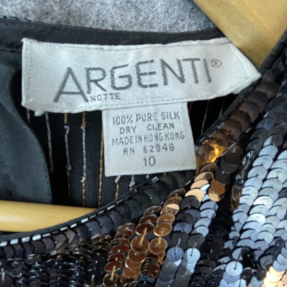 Vintage Argenti Notte Dress 10 Black Brown Sequin… - image 3